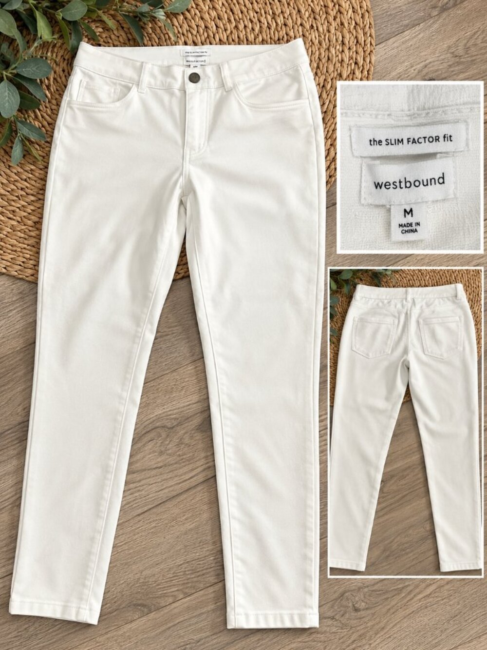 Westbound The Slim Factor Fit Women’s M White Slim Leg Pants 26” Inseam